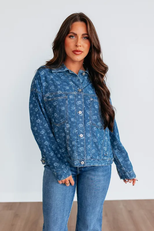 Jorlynn Floral Denim Shacket - Klesis