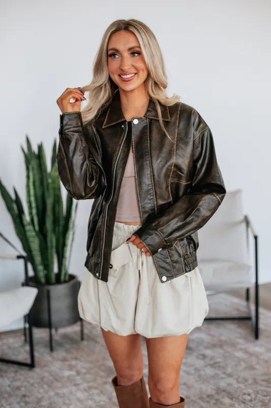 Devin Leather Bomber Jacket - Emory Park