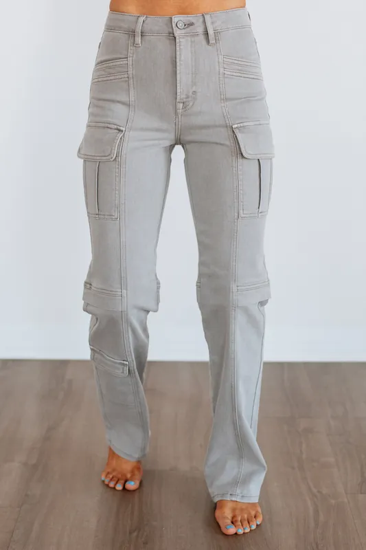 Tracey Hidden Cargo Jeans - Gravel