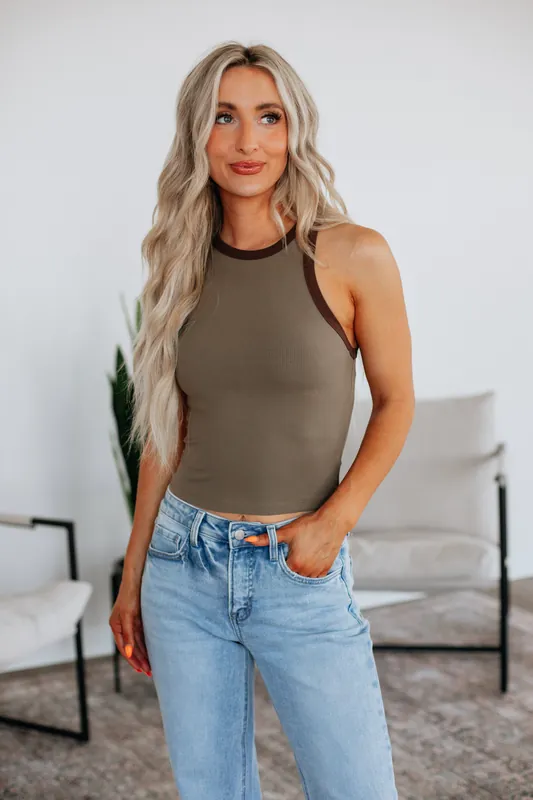 Cassidee Ribbed Tank - Olivaceous