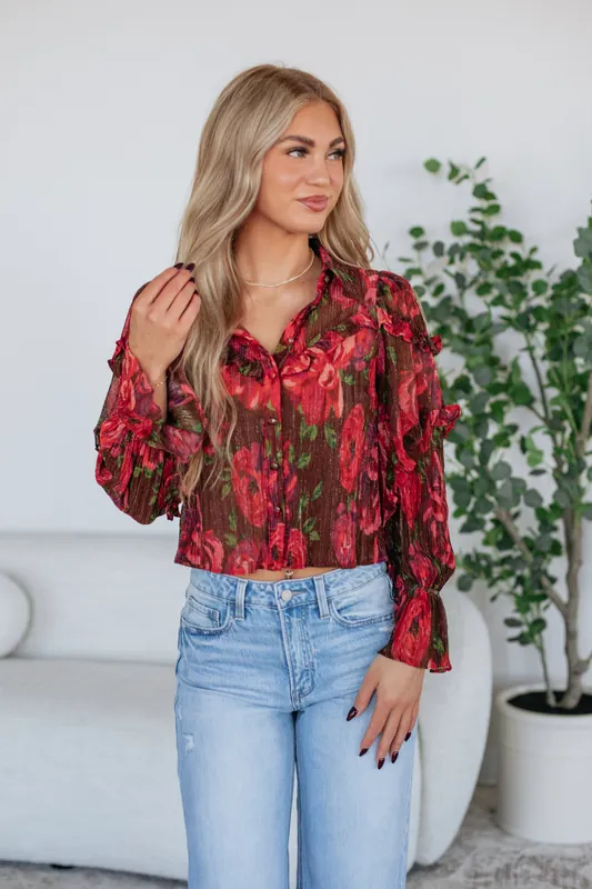 Raina Floral Blouse - Olivaceous