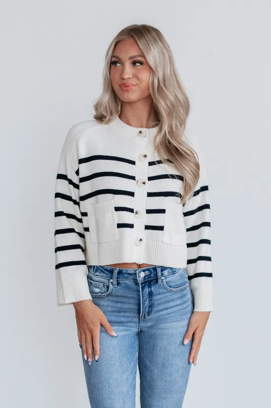 Harbor Striped Cardigan - Miou Muse