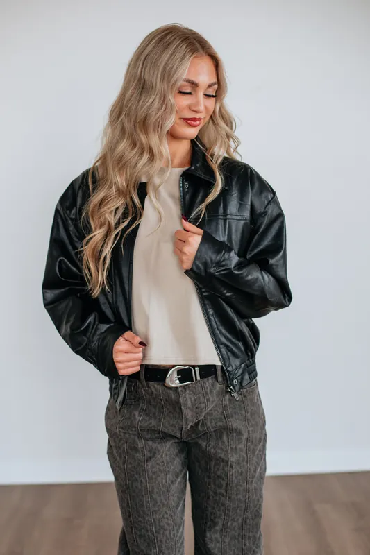 Serina Leather Jacket - Olivaceous