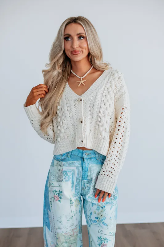 Jenica Textured Cardigan - White Birch