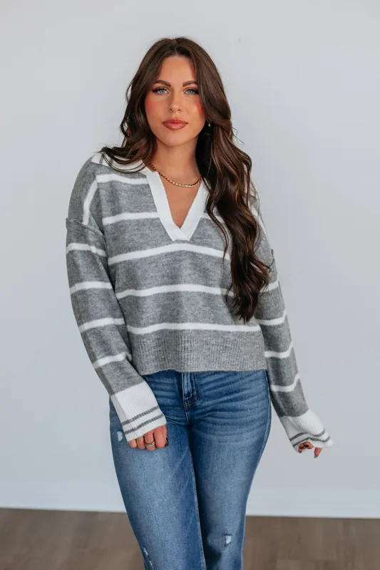 Emery Striped Sweater - By Together