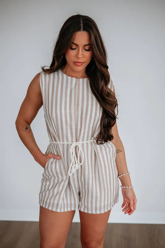 Lynley Striped Romper - Miou Muse