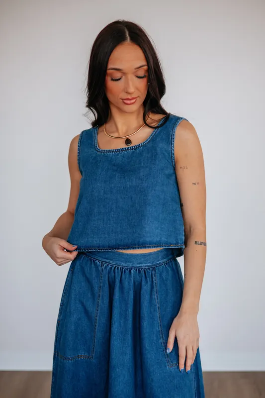 Lynetta Denim Top - Miou Muse