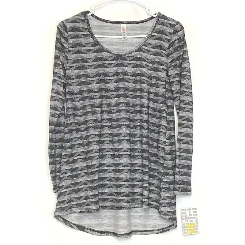 LuLaRoe Womens XXS Gray/Gray Zig Zag/Striped Lynnae L/s Activewear Top NWT