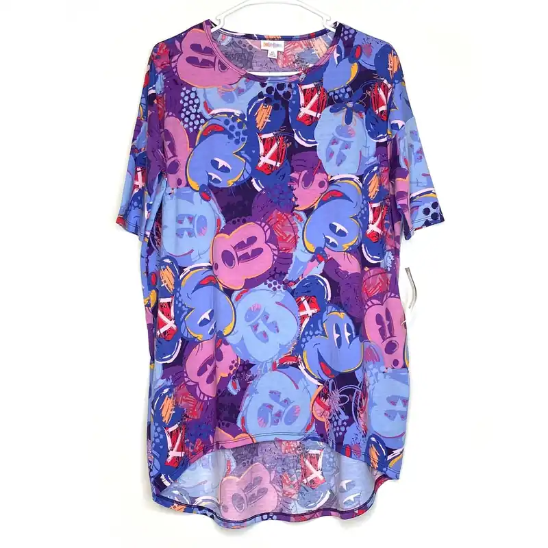 LuLaRoe Womens XS Irma ’Mickey Mouse’ Blue/Red/Purple S/s Tunic Top NWT