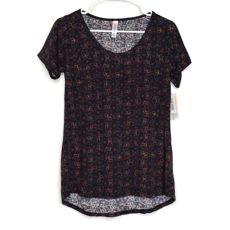 LuLaRoe Womens XS Black/Red Floral Classic T Activewear Top S/s NWT