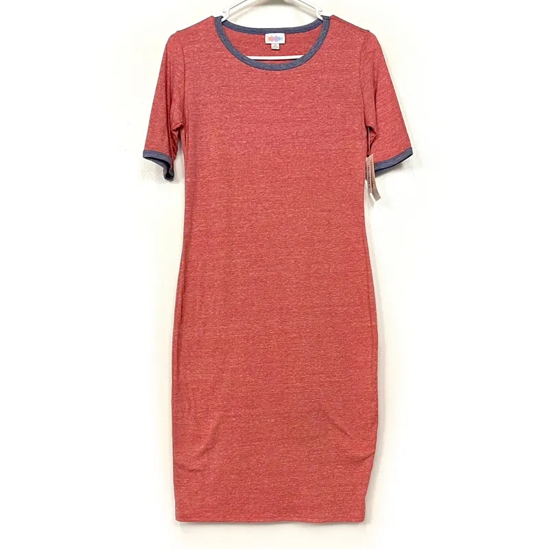LuLaRoe Julia Bodycon Dress | XS (2-4) | Red/Blue | Ringer | NWT