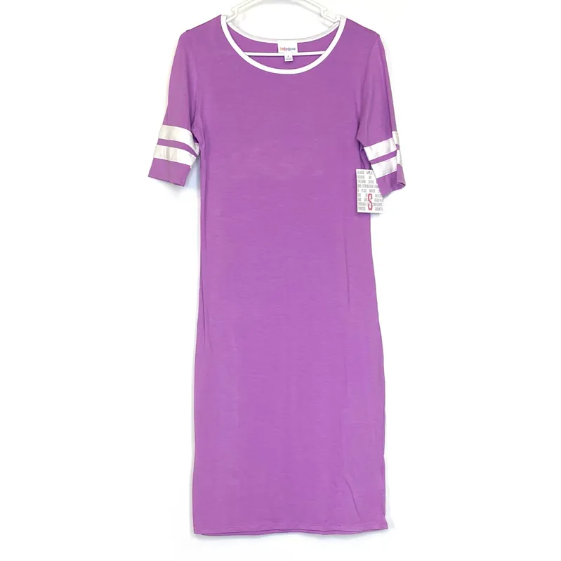 LuLaRoe Julia Bodycon Dress | S (4-6) | Purple/white | Solid | NWT