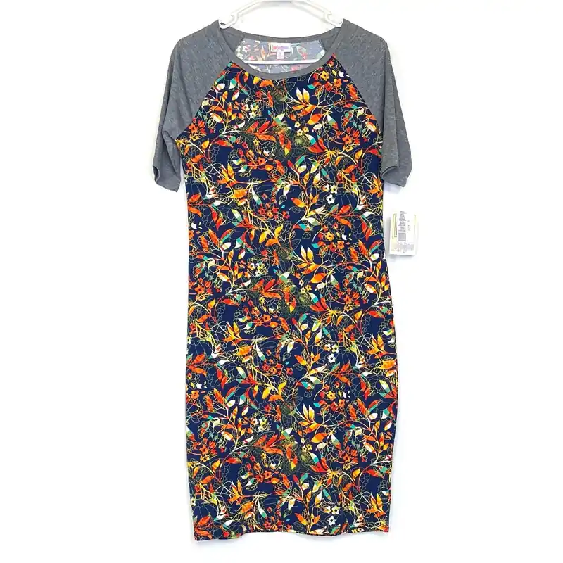 LuLaRoe Julia Bodycon Dress | S (4-6) | Green/Gray/White | Floral | NWT