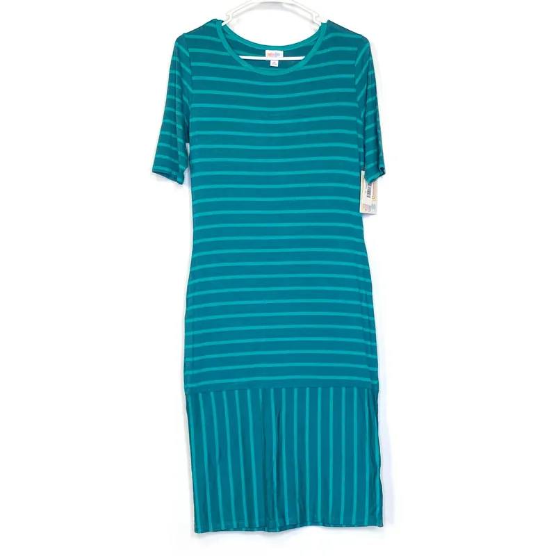 LuLaRoe Julia Bodycon Dress | M (8-10) | Green/Green | Striped | NWT