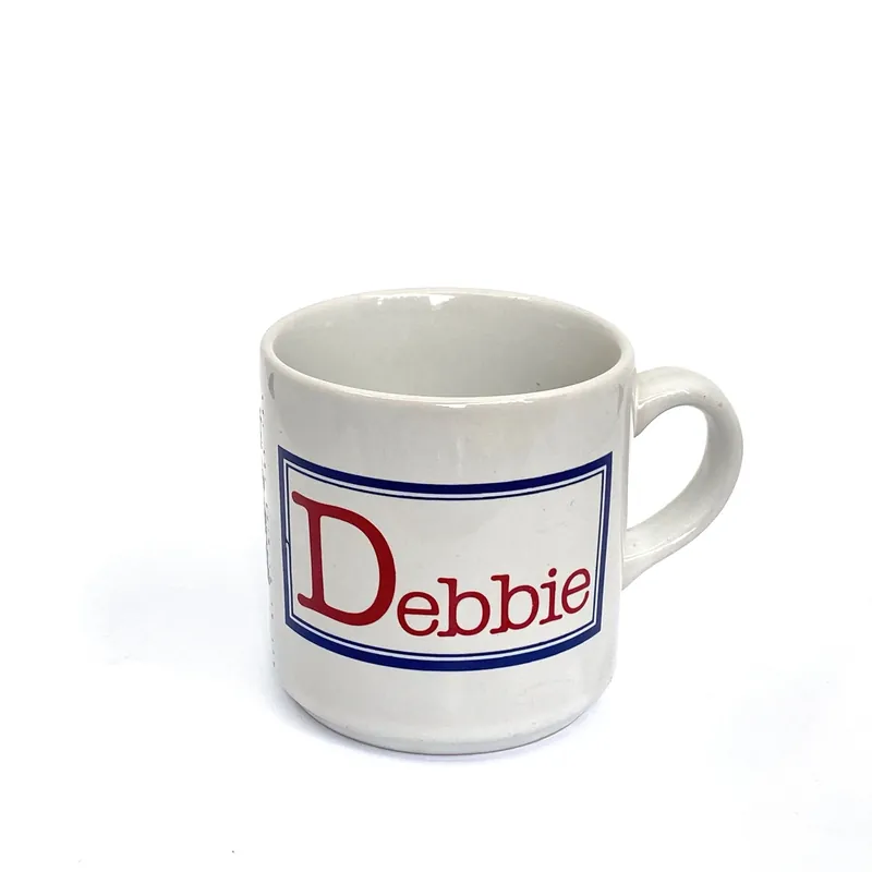 ‘Debbie with a capital D’ White Ceramic Personalized Coffee Cup 14 Fl Oz - Dan Wilson
