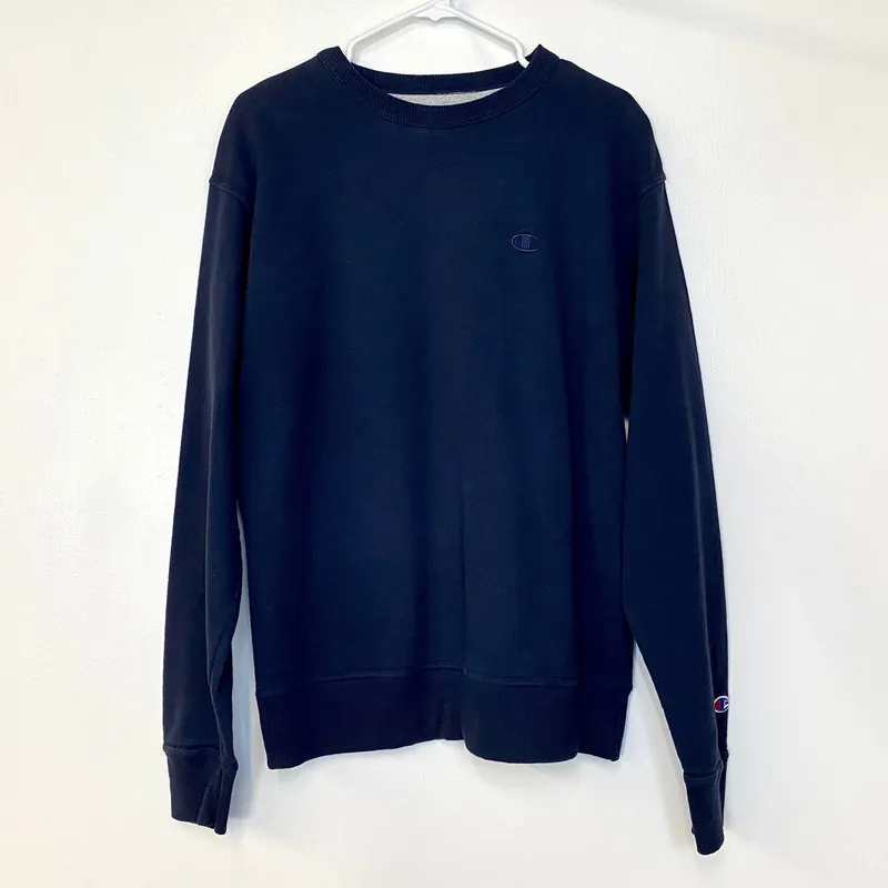 Champion Authentic Mens M Blue Fleece L/s Crew Neck Sweatshirt Pre-Owned