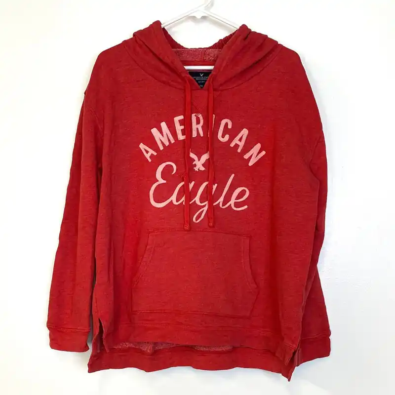 American Eagle Womens Size XL Red Hoodie Sweatshirt Fleece Long Sleeve - American Eagle Outfitters