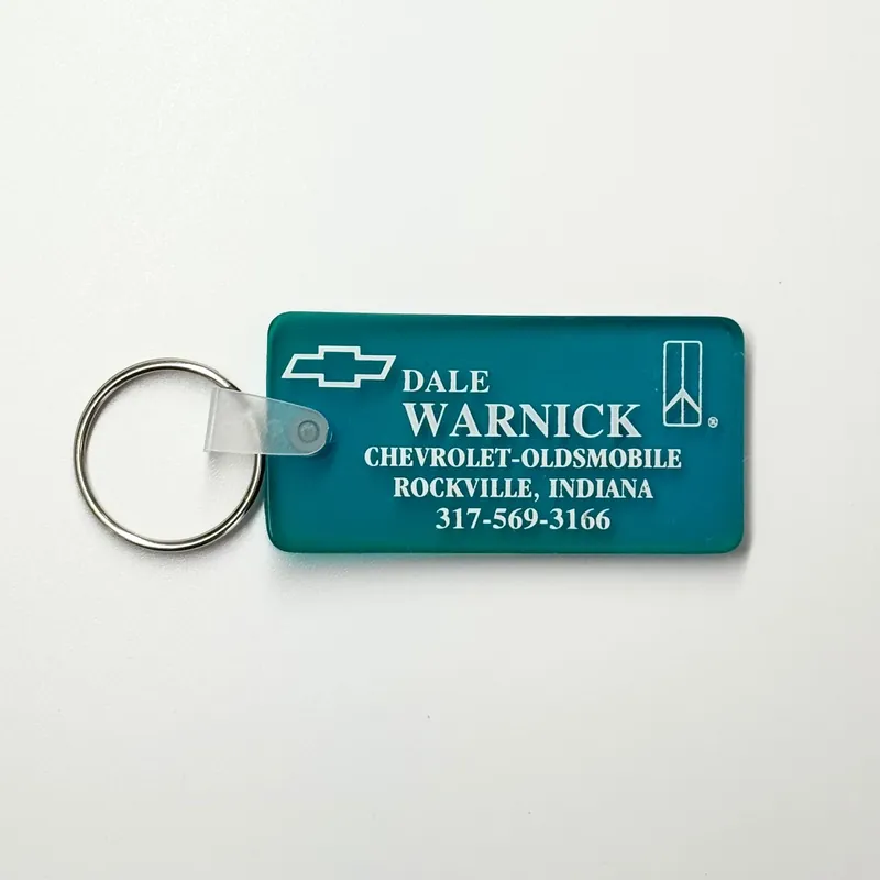 Rockville, IN ‘Dale Warnick Chevrolet/Oldsmobile’ Keychain Key Ring Blue Rubber - Unmarked