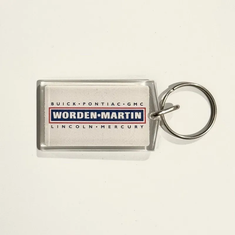 Champaign, IL ‘Worden•Martin’ Dealership Keychain Key Ring Acrylic - Unmarked