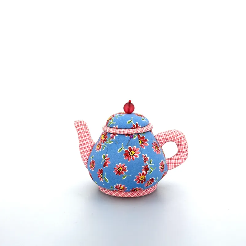 Vintage Dritz Collectible Cushions Chintz Teapot Pin Cushion Sewing Storage - Unmarked