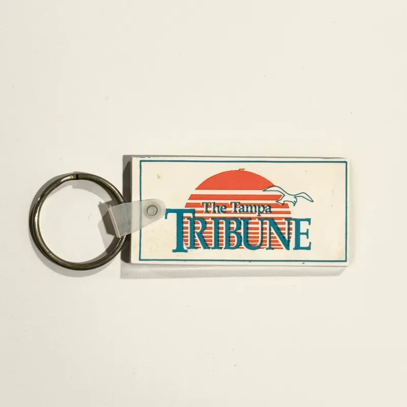 Vintage The Tampa Tribune Newspaper Keychain Key Ring Rubber - Unmarked