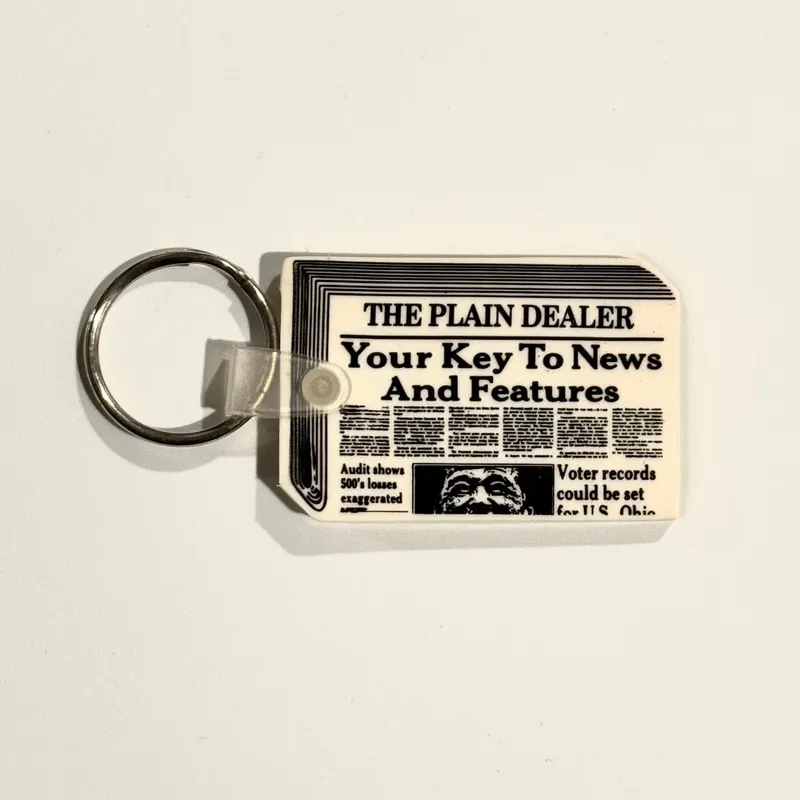 Vintage The Ohio Plain Dealer Newspaper Keychain Key Ring Rubber - Unmarked