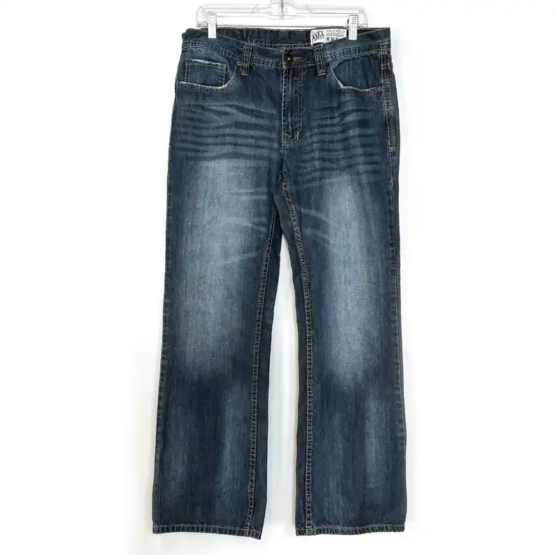 T.K. Axel Mens Slim Straight Denim Jeans – Machine Washable Comfort for Everyday Wear – Available in Blue – Size 34x32