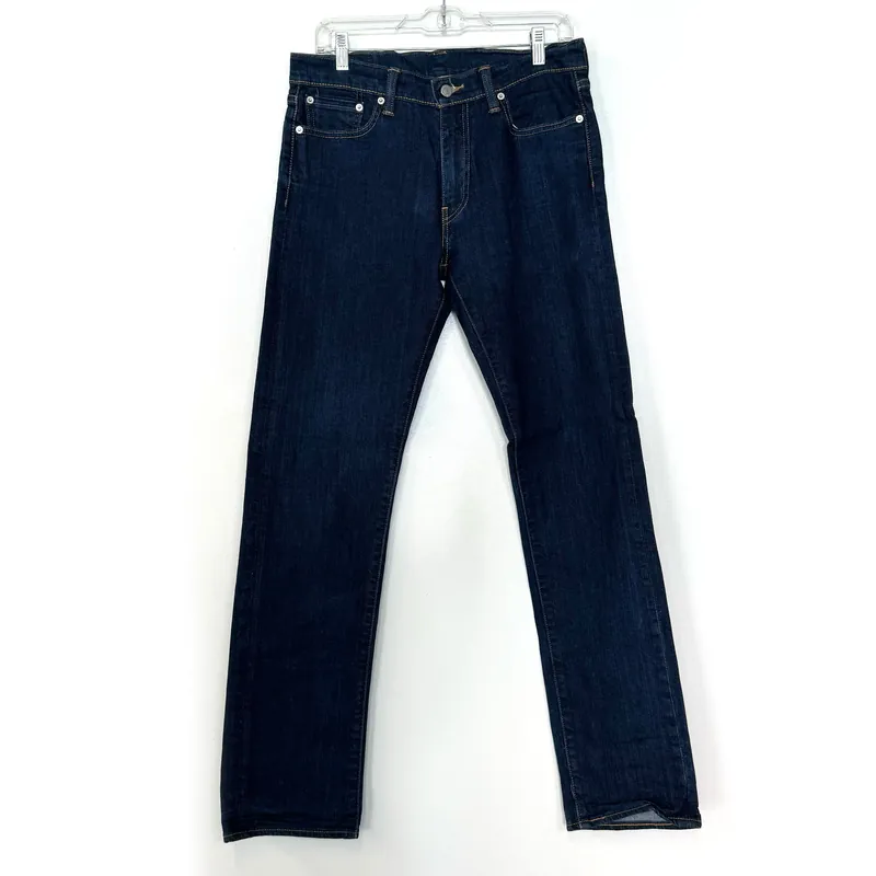 Levi Strauss Mens Straight Denim Jeans – Durable Cotton Fabric for Everyday Wear – Perfect for Men of All Ages – Dark Blue, Size 32x34