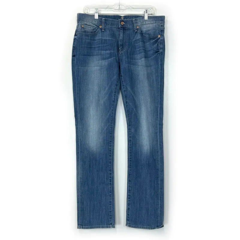 7 For All Mankind Women's Straight Leg Denim Jeans - Comfortable Fit for Everyday Wear - Available in Blue - Size 32