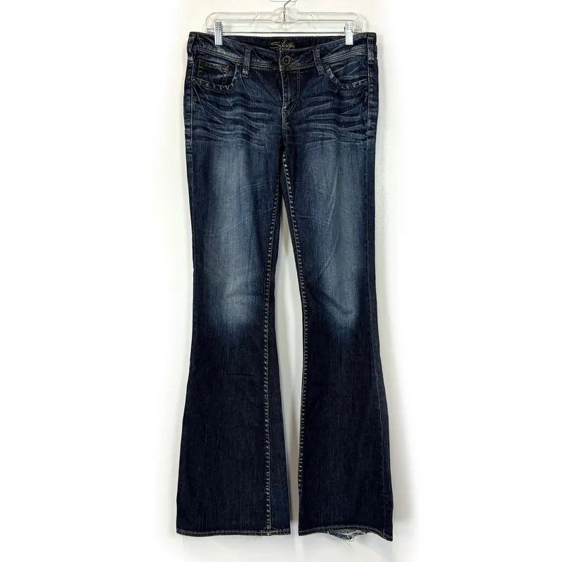 Silver Jeans Aiko – Womens Wide Leg Denim for Casual Wear – Color: Blue – Size: 30/35