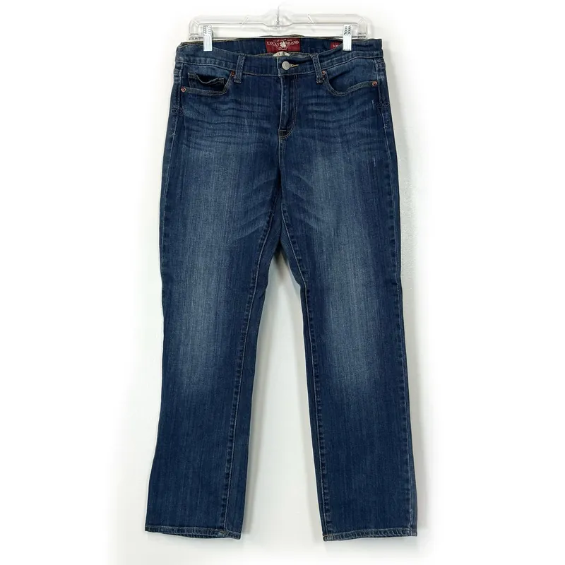 Lucky Brand Women's Sofia Straight Leg Denim Jeans – Machine Washable Comfort for Everyday Wear – Available in Blue – Size 12/31
