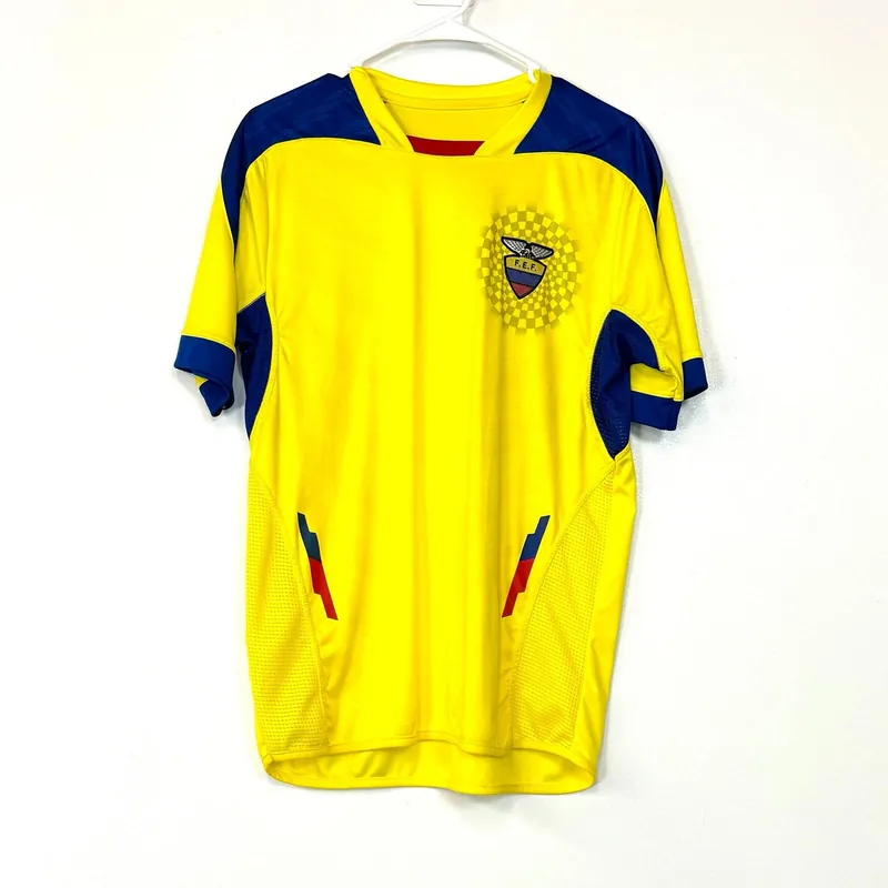 Ecuador FEF Men's Short Sleeve Jersey - Size L - Yellow/Blue - Polyester Blend - 38" Chest