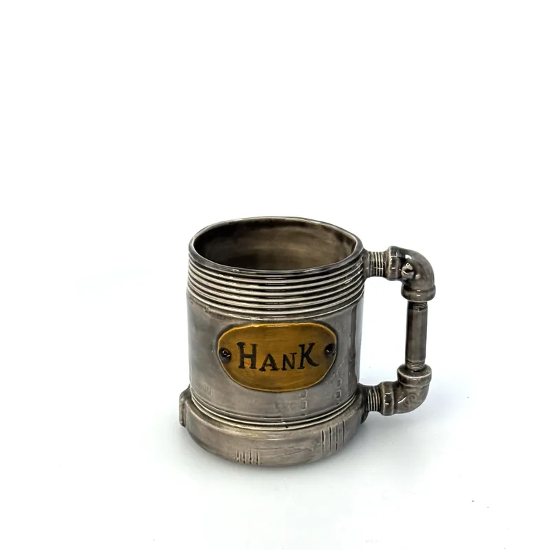 Personalized | Threaded Pipe ‘Hank’ Ceramic Coffee Mug | Color: Gray | Size: 10 fl oz - Unmarked
