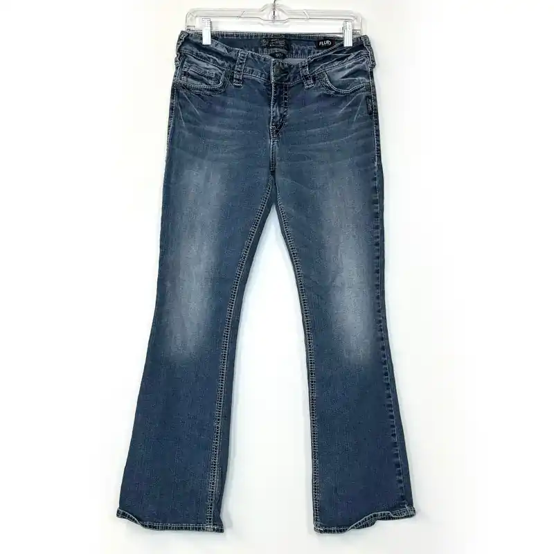 Silver Jeans Suki Mid Boot Fluid Denim – Pre-Owned Quality for Women – Available in Blue – Size 31/31