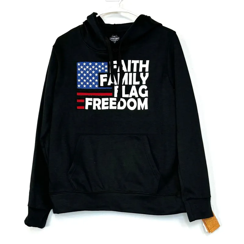 Faith Family Flag Freedom | Pullover Hoodie Sweatshirt | Color: Black | Size: S | NWT - American Legends