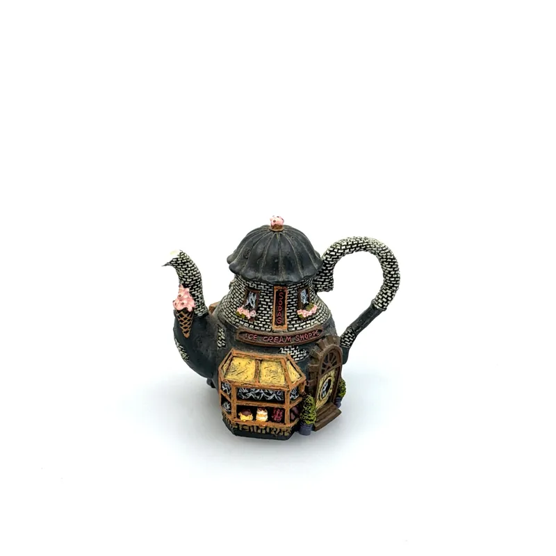 Hometown Teapot Cottages | ‘Ice Cream Shoppe’ Miniature | Color: Multicolor | Vintage