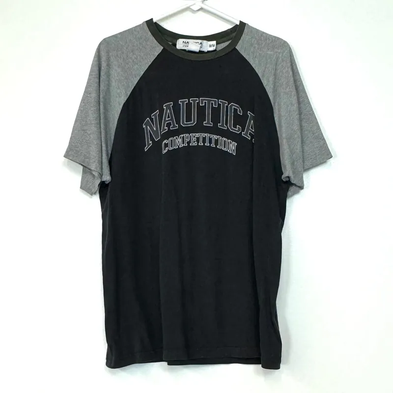 Nautical Competition | Mens Colorblock Raglan T-Shirt | Color: Gray/Gray | Size: M | Vintage