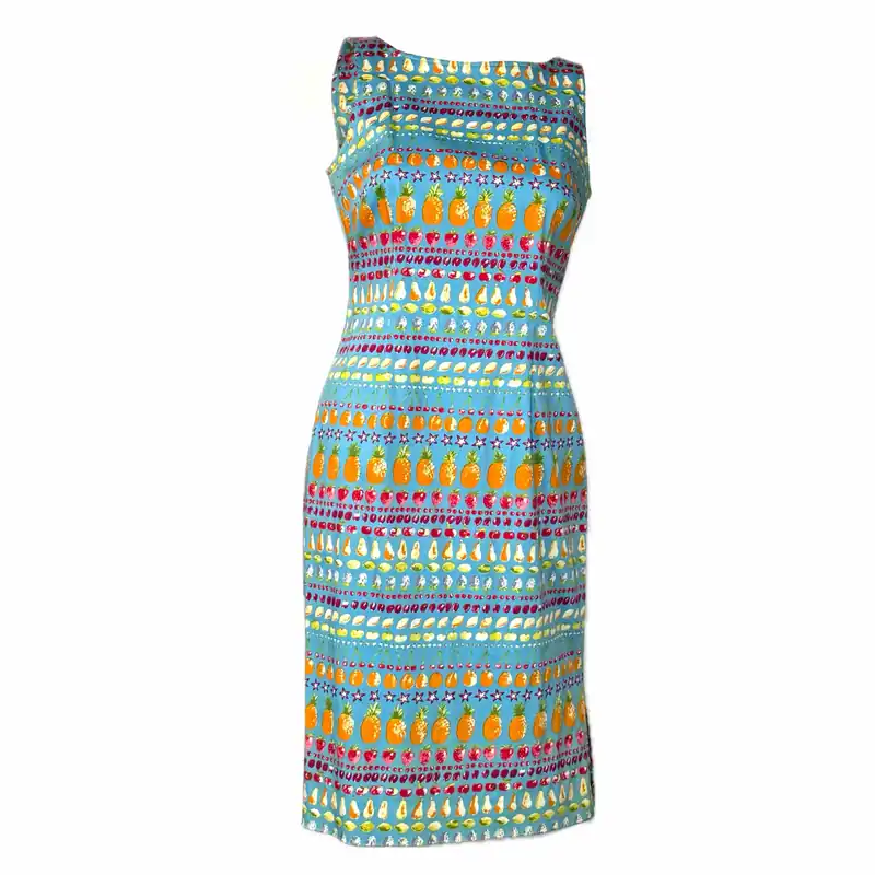 Harold’s | Womens Fruit Mini Dress | Color: Multicolor/Blue | Size: 0 | Pre-Owned | Vintage