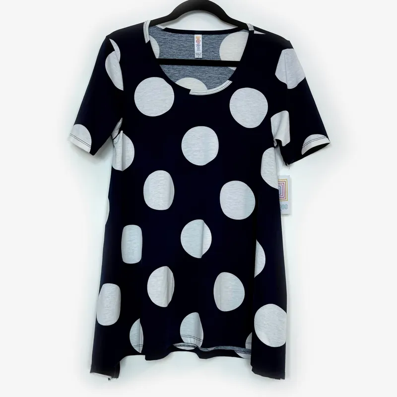 LuLaRoe Vault | Perfect T Swing Top | Size: S (8-14) | Color: Blue/White | Polka Dot | NWT