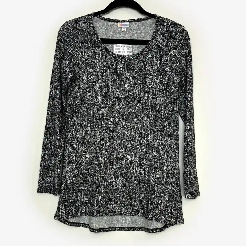LuLaRoe Vault | Lynnae L/s Top | Size: XS (2-4) | Black/White | Static | NWT