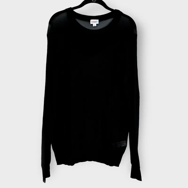 LuLaRoe Vault | LIZZY Long Sleeve Mesh Sweater | Size: L (12-14) | Black | Solid | NWT