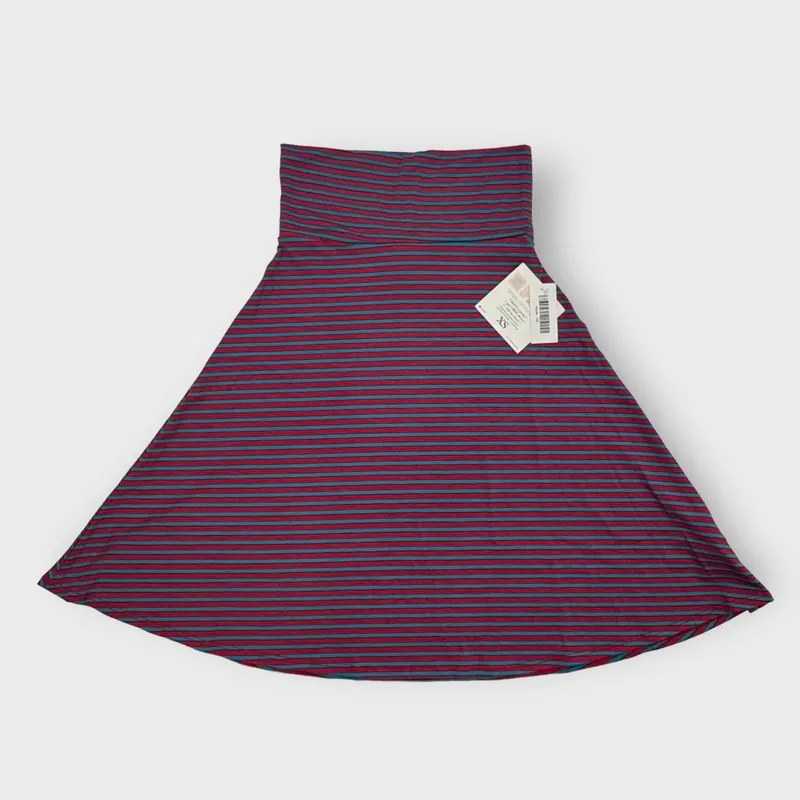 LuLaRoe Azure A-Line Skirt | XS (00-0) | Magenta/Blue Striped | NWT