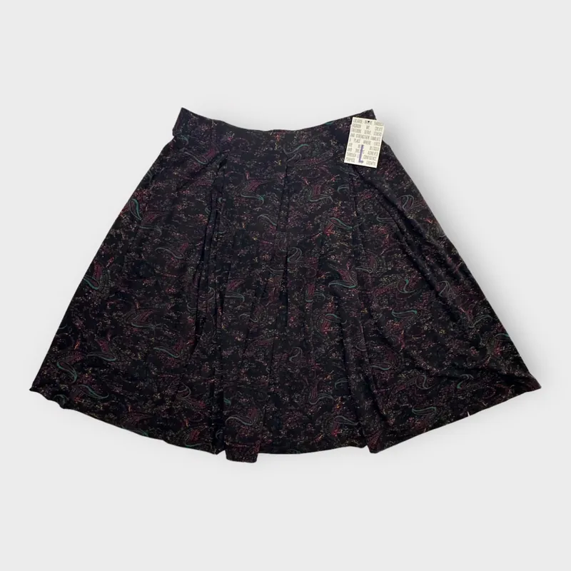 LuLaRoe Madison Pleated Skirt | L (14-16) | Dark Gray/Teal/Purple Paisley | NWT