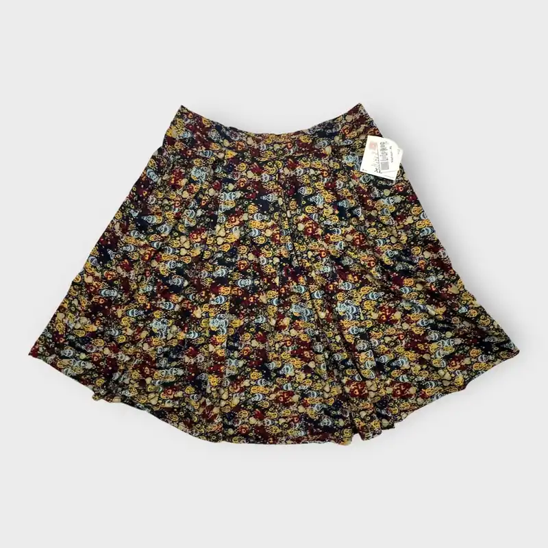 LuLaRoe Madison Pleated Skirt | XL (18-20) | Navy Blue/Goldenrod Abstract | NWT