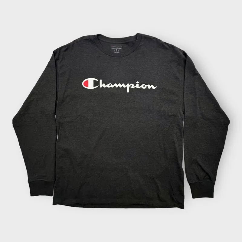 Champion Men's Classic Long Sleeve Jersey T-Shirt - Granite Heather Gray - Size XL