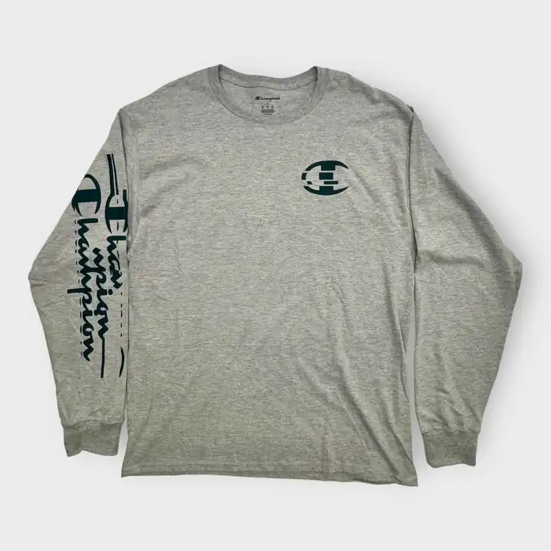 Champion Men's Classic Long Sleeve Jersey T-Shirt - Light Gray Heathered - Size L