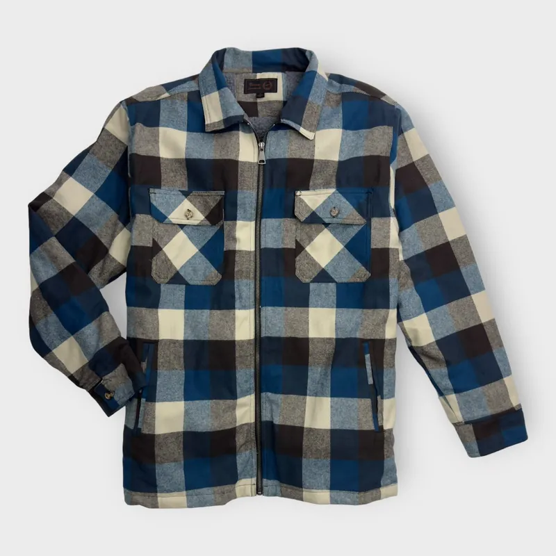 Victory Sportswear Mens Fleece Shacket | L | Blue/Black/White Plaid | NWT - Rugged Elements