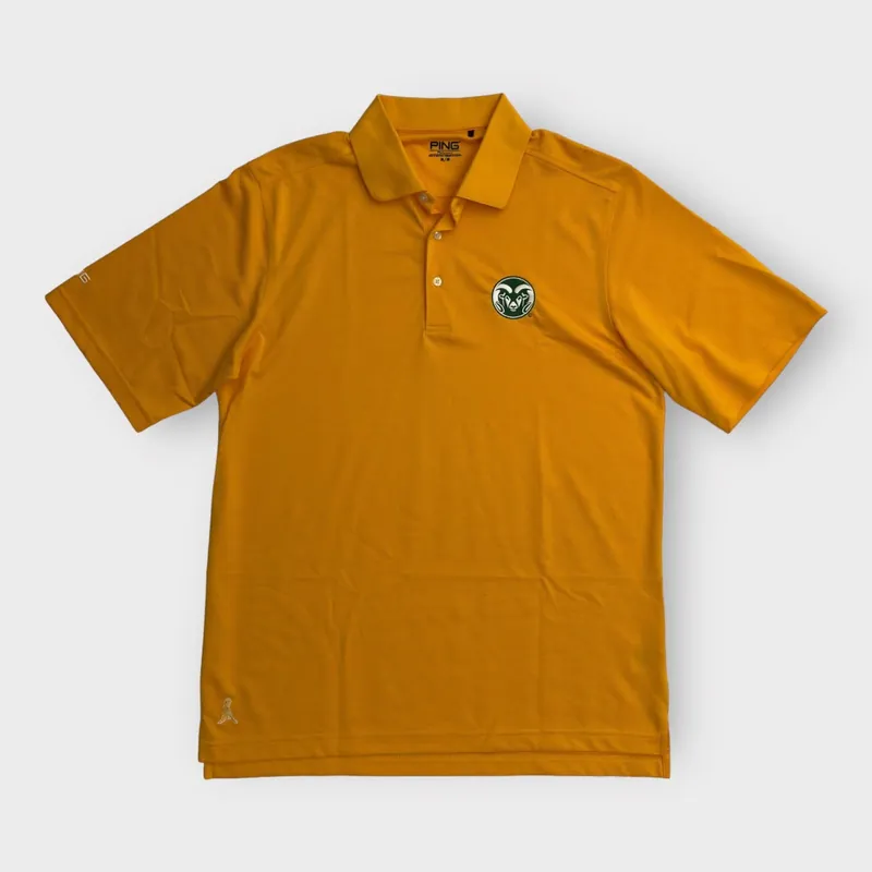 CSU Rams Men's Yellow Polo Golf Shirt - Medium - Ping Performance - Excellent Used Condition