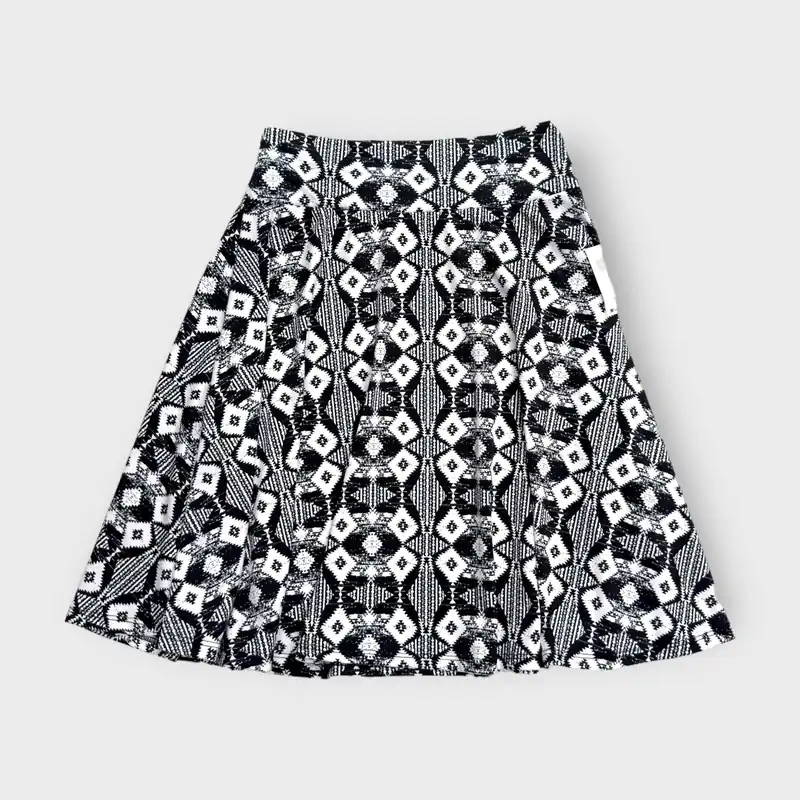 LuLaRoe Kids Azure A-Line Skirt | 12 (12-14) | Black/White Southwestern Pattern | NWT