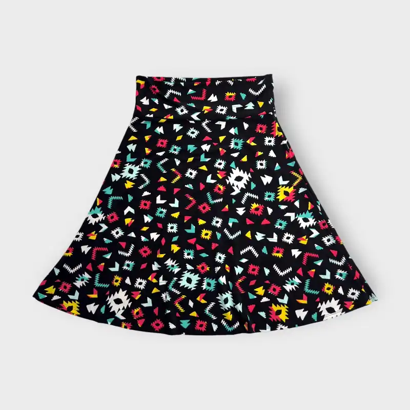 LuLaRoe Womens Azure Skirt | XL (18-20) | Multicolor Abstract Tribal Print | Soft Jersey Knit | NWT